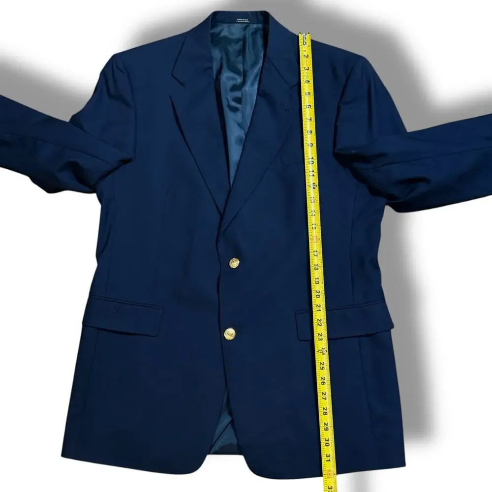 Vintage Hart Schaffner Marx Blazer Mens Navy Gold Button Custom Union Made 42R